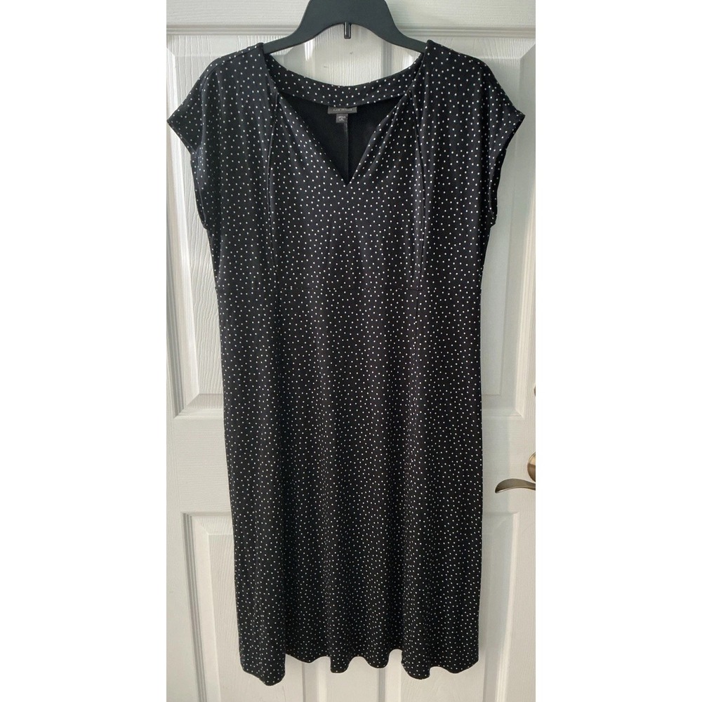 J. Jill Wherever Collection Dress Petite Medium Black White Polka Dot Stretch